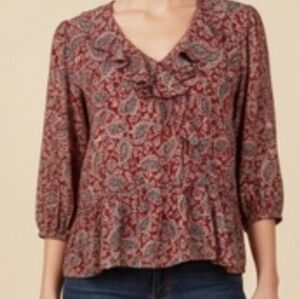 Vintage Chaps Women's Red Paisley Top